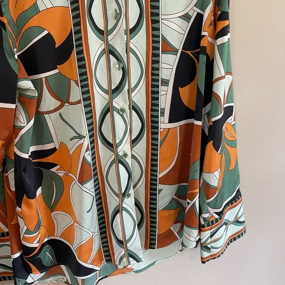 Maison D’Amelie Paris US XL Long Sleeve Blouse Shirt Top Button Up Lightweight - Picture 4 of 7